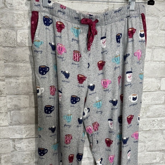 Munki Munki‎  Coffee Themed Flannel Pajama Set Size Medium Loungewear Bamboo - Picture 3 of 16